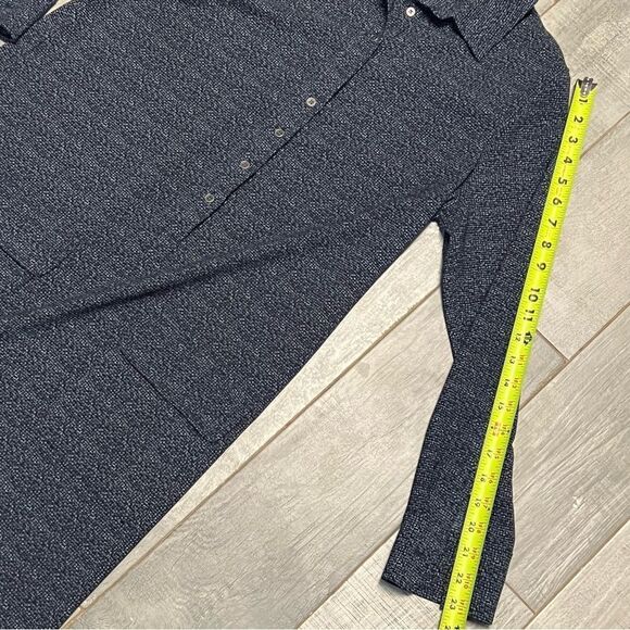 Lila Rose Blue Black Print Stretch 1/4 Button Popover Shirt Dress Academia 8 M - Picture 12 of 12